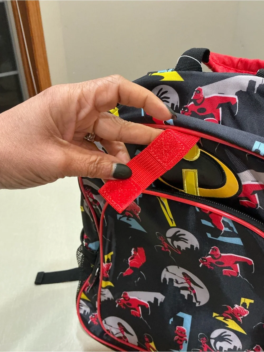 Disney The Incredibles Backpack Black Red All Over Print Kids NWT